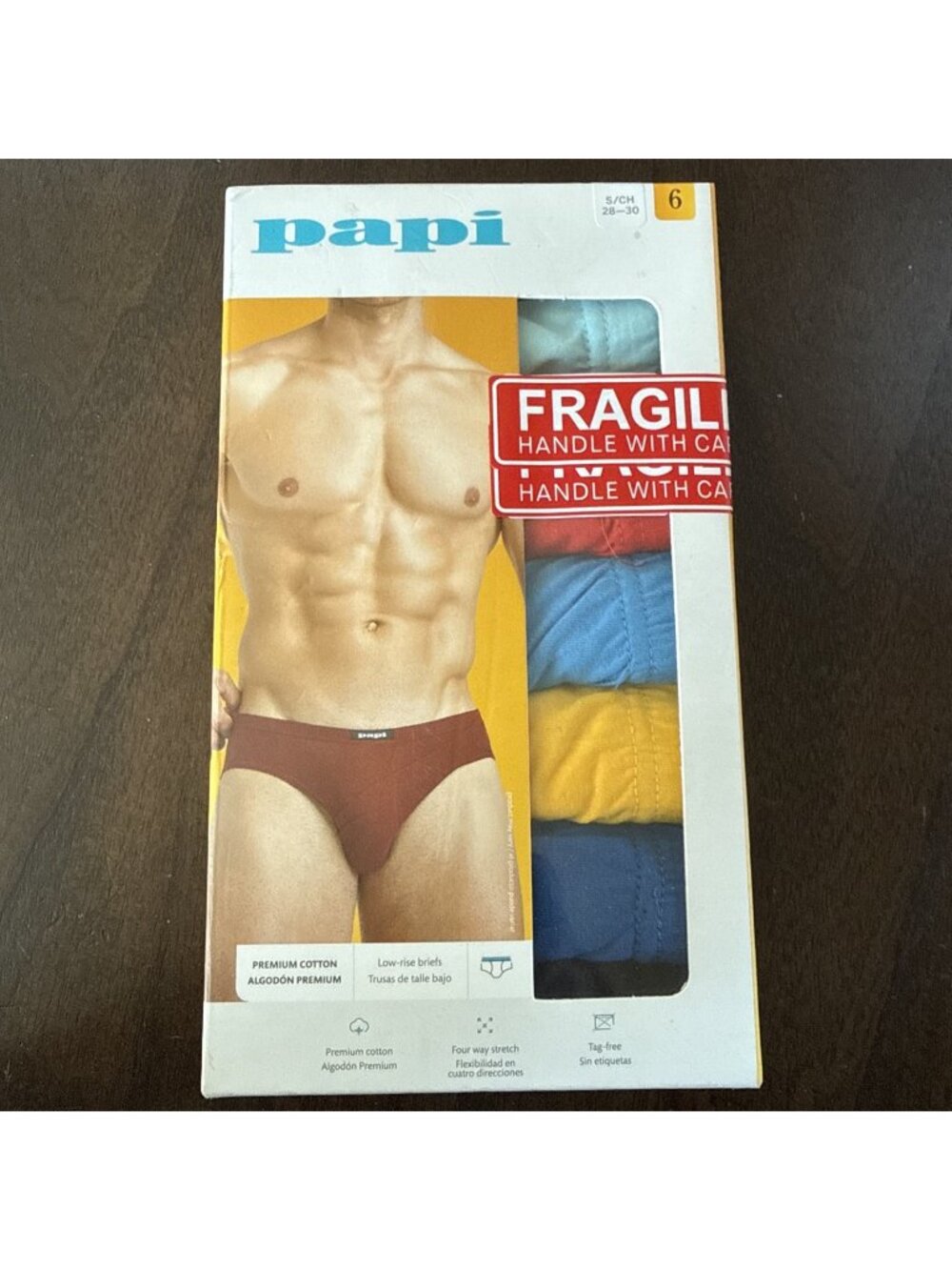 Papi Cotton Stretch Low-Rise Briefs Multicolor Small 6 Pack Tagless Men Speedo